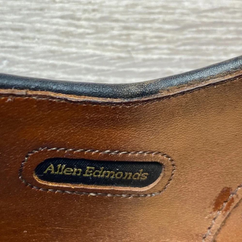 Allen Edmonds Strand Oxford Mens 11 D Brown Leather Brogue Cap Toe Dress Shoes